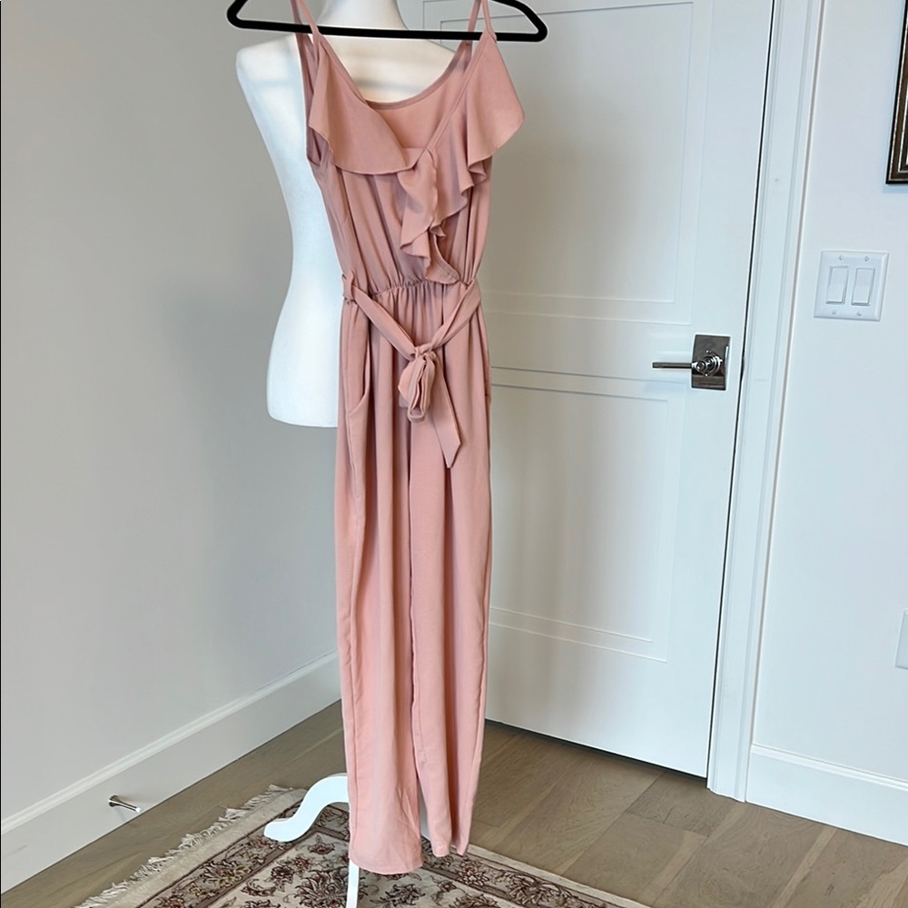 Elegant Pink Ruffle Jumpsuit